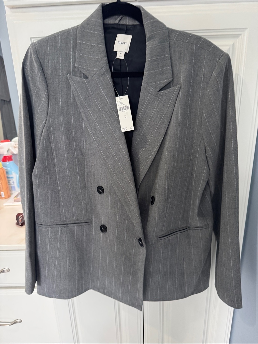 Maeve Anthropologie Woman’s oversized Grey Patterned Blazer - NWT Size M